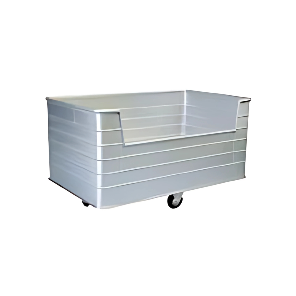 CARRELLO PORTABIANCHERIA IN ALLUMINIO PER LAVANDERIA LATO APERTO