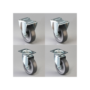 KIT RUOTE D125X50 IN POLIAMMIDE E TPU 2 FISSE E 2 GIREVOLI