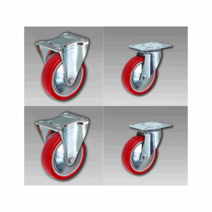 KIT RUOTE D125X50 IN POLIAMMIDE E POLIURETANO 2 FISSE E 2 GIREVOLI